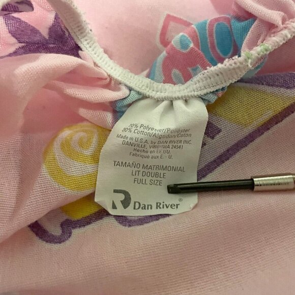 Vintage 1998 Barbie Cheerleader Go Team Cheer Full Fitted Sheet - Picture 14 of 15